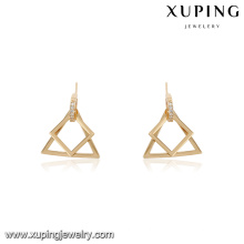 94541 New arrival simple style geometric design triangle add square shape golden drop earrings for ladies